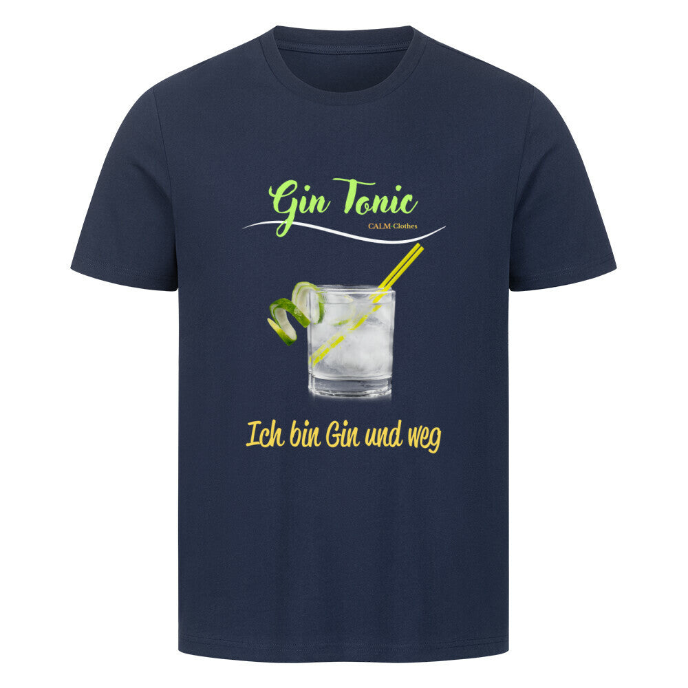 Premium Sprüche T-Shirt, ”Gin Tonic” French Navy
