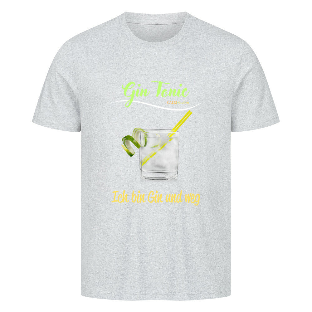 Premium Sprüche T-Shirt, ”Gin Tonic” Heather Grey