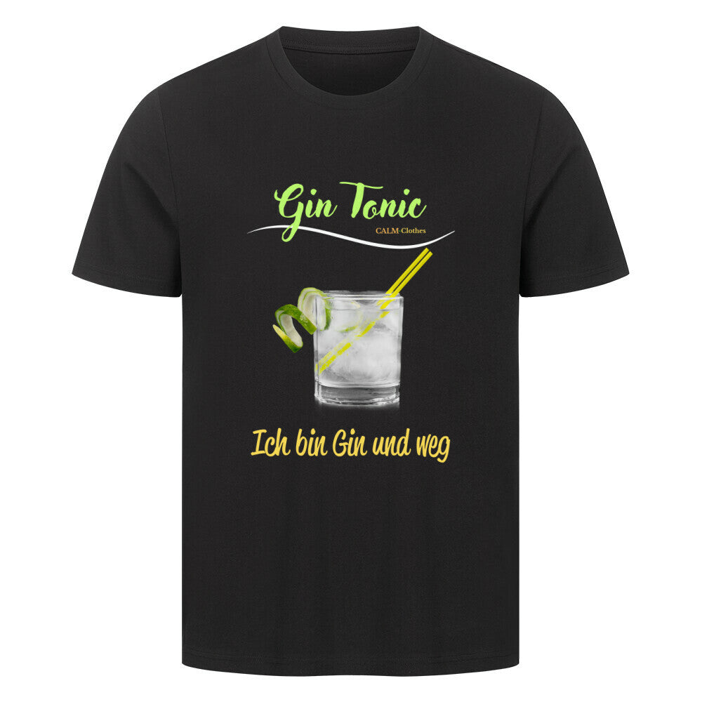 Premium Sprüche T-Shirt, ”Gin Tonic” Schwarz