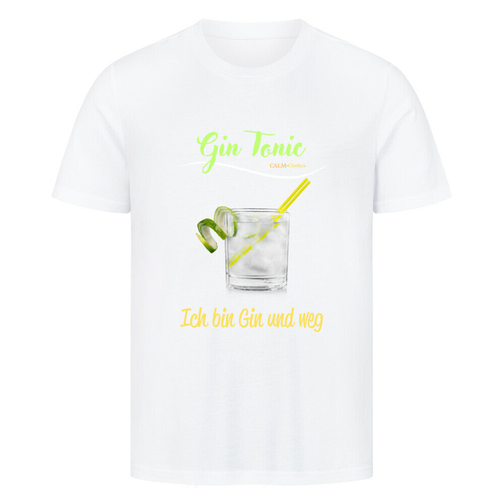 Premium Sprüche T-Shirt, ”Gin Tonic” Weiß