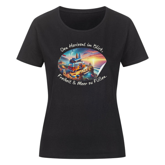 Organic Abenteuer Ladys Shirt, "Den Horizont im Blick" Schwarz