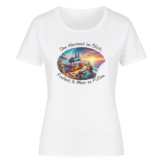 Organic Abenteuer Ladys Shirt, "Den Horizont im Blick" Weiß