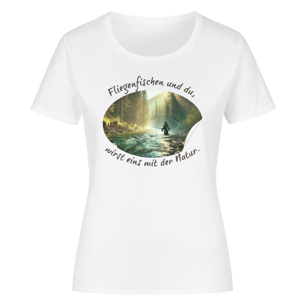 Organic Abenteuer Ladys Shirt, "Fliegenfischen" weiß