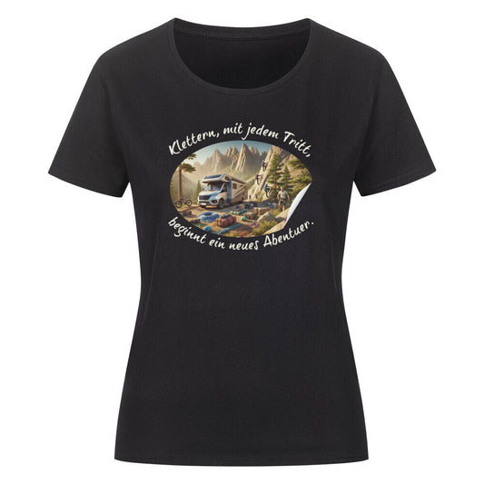 Organic Abenteuer Ladys Shirt, "Klettern, mit jedem Tritt" Schwarz