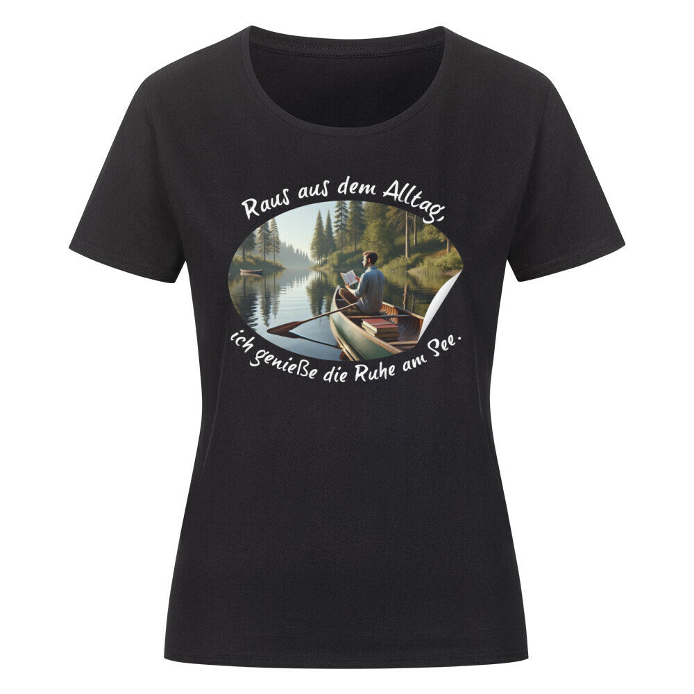 Organic Abenteuer Ladys Shirt, "Raus aus dem Alltag" schwarz