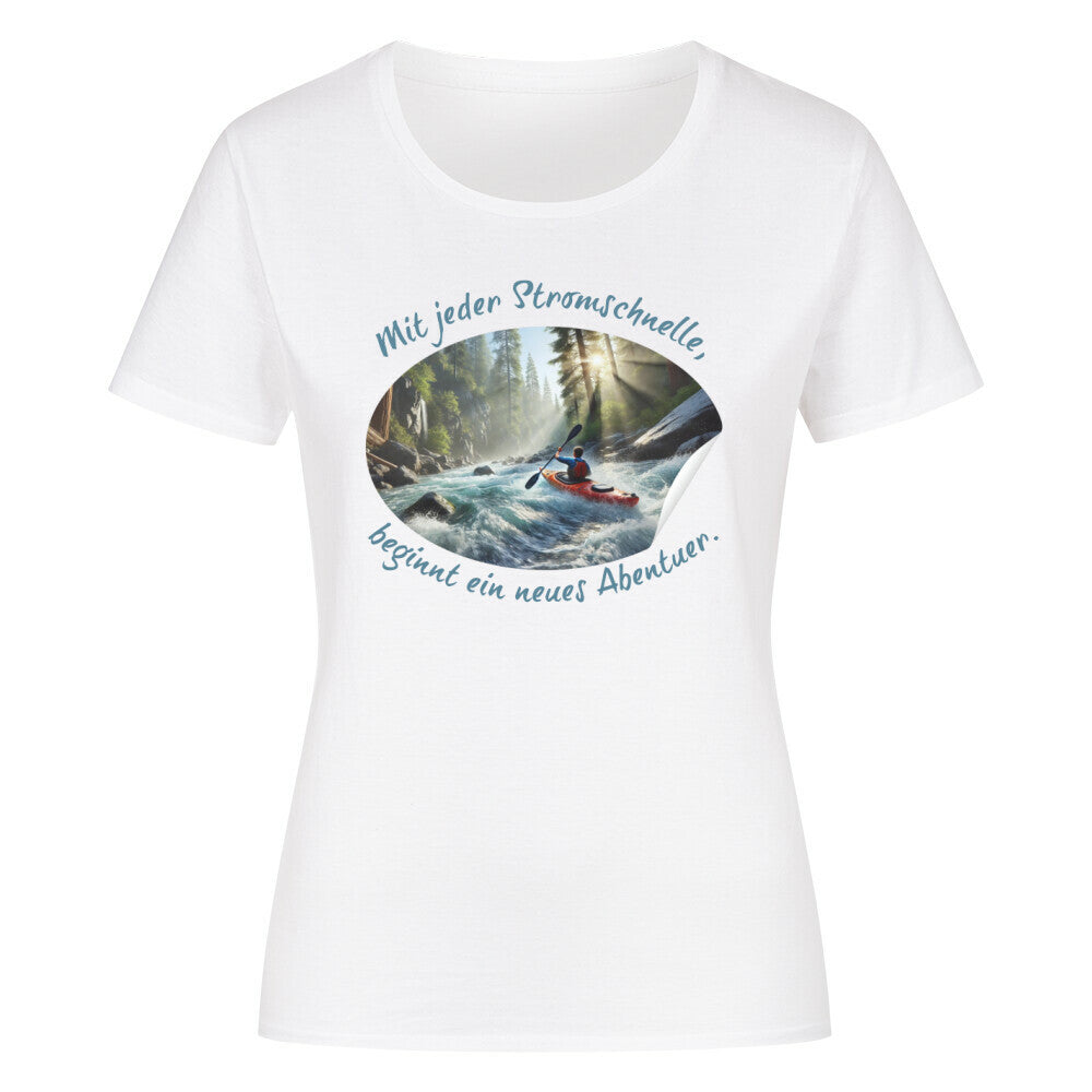 Organic Abenteuer Ladys Shirt, "Stromschnellen" weiß