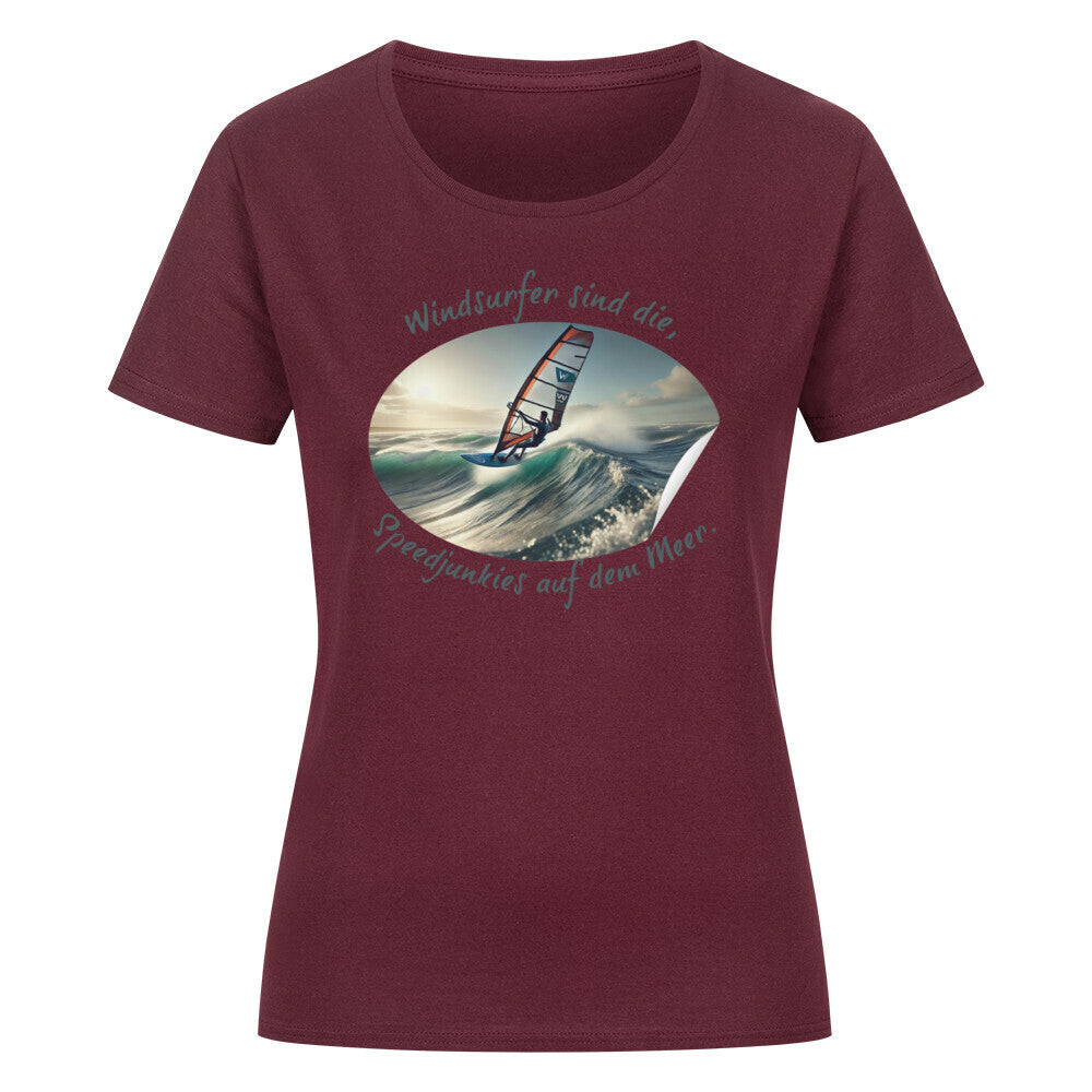 Organic Abenteuer Ladys Shirt, "Windsurfer, die Speed Junkies" Burgunder
