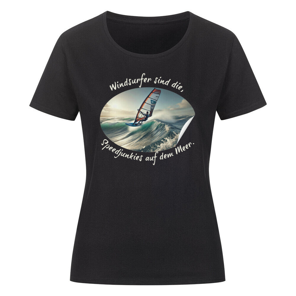 Organic Abenteuer Ladys Shirt, "Windsurfer, die Speed Junkies" schwarz