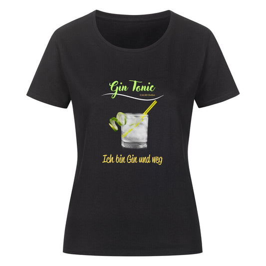 Organic Sprüche Ladys Shirt, "Gin Tonic" Schwarz