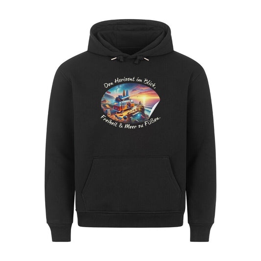 Premium Abenteuer Hoodie, "Den Horizont im Blick" Schwarz