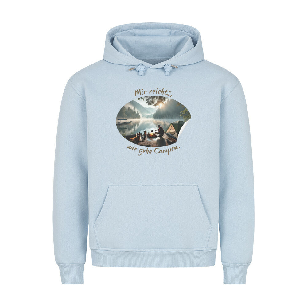 Premium Abenteuer Hoodie, "Mir reichts ich gehe Campen" Babyblau