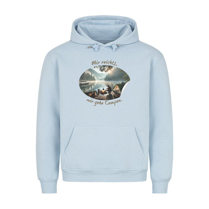 Premium Abenteuer Hoodie, "Mir reichts ich gehe Campen" Babyblau