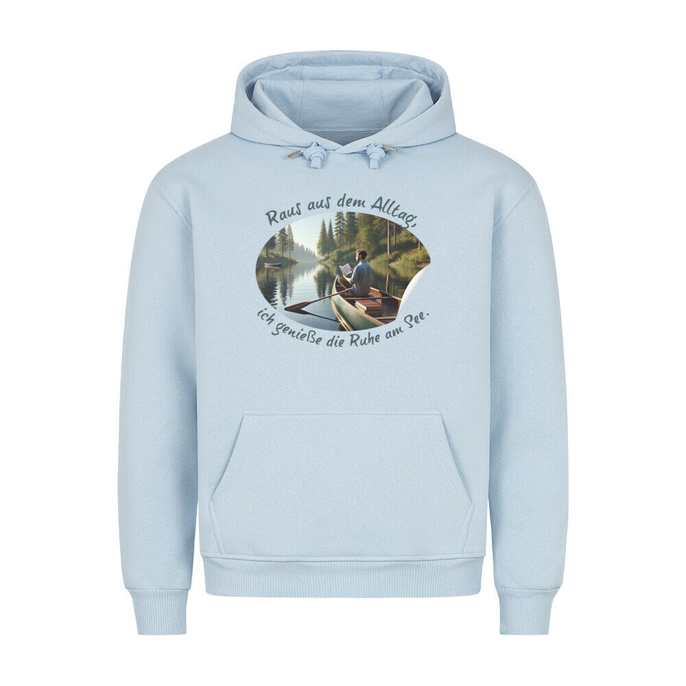 Premium Abenteuer Hoodie, "Raus aus dem Alltag" Babyblau