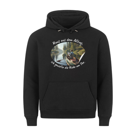 Premium Abenteuer Hoodie, "Raus aus dem Alltag" schwarz