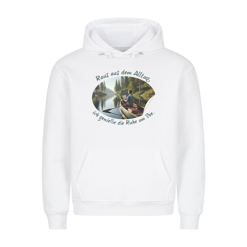 Premium Abenteuer Hoodie, "Raus aus dem Alltag" weiß