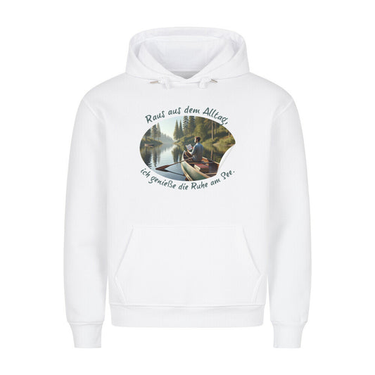 Premium Abenteuer Hoodie, "Raus aus dem Alltag" weiß