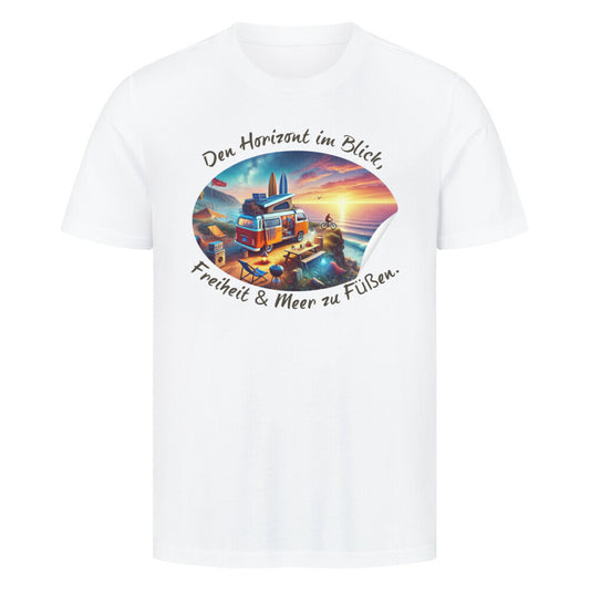 Premium Abenteuer T-Shirt, "Den  Horizont im Blick" Weiß