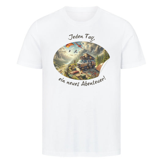 Premium  Abenteuer T-Shirt, "Jeden Tag ein Abenteuer" Weiß