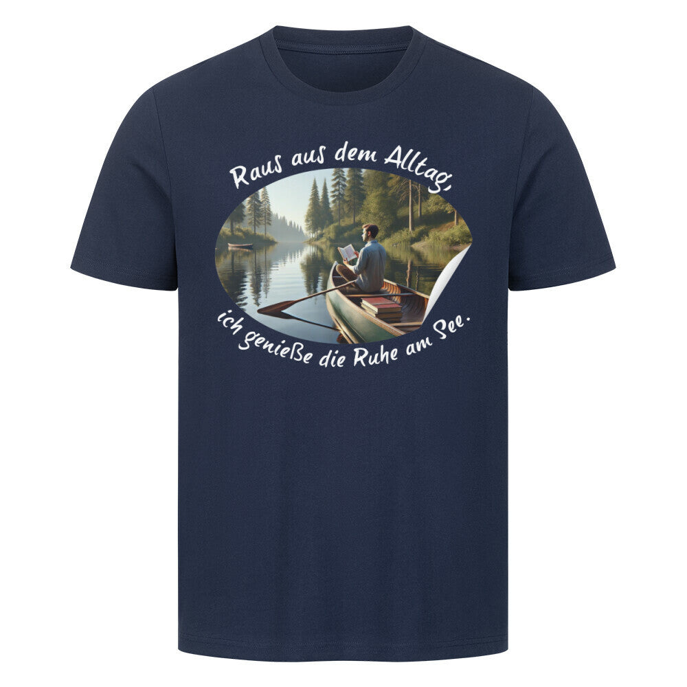 Premium Abenteuer T-Shirt, "Raus aus dem Alltag" French Navy