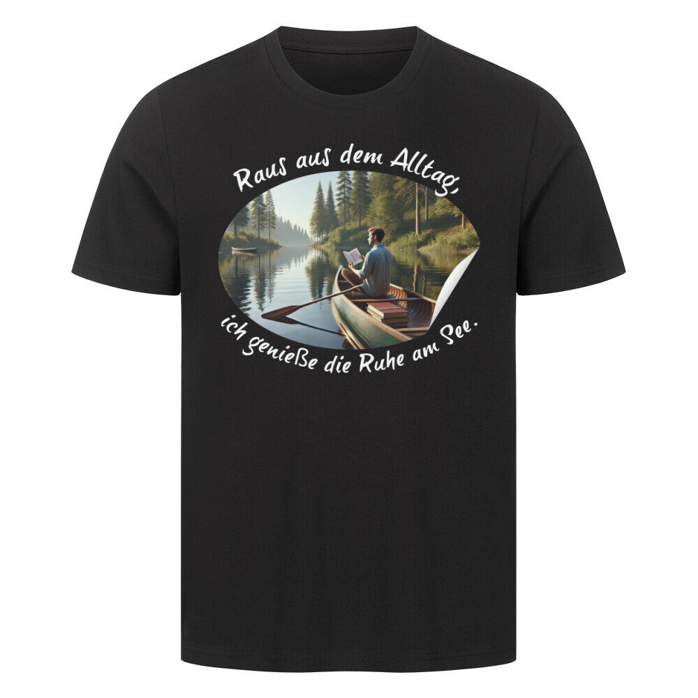 Premium Abenteuer T-Shirt, "Raus aus dem Alltag" schwarz