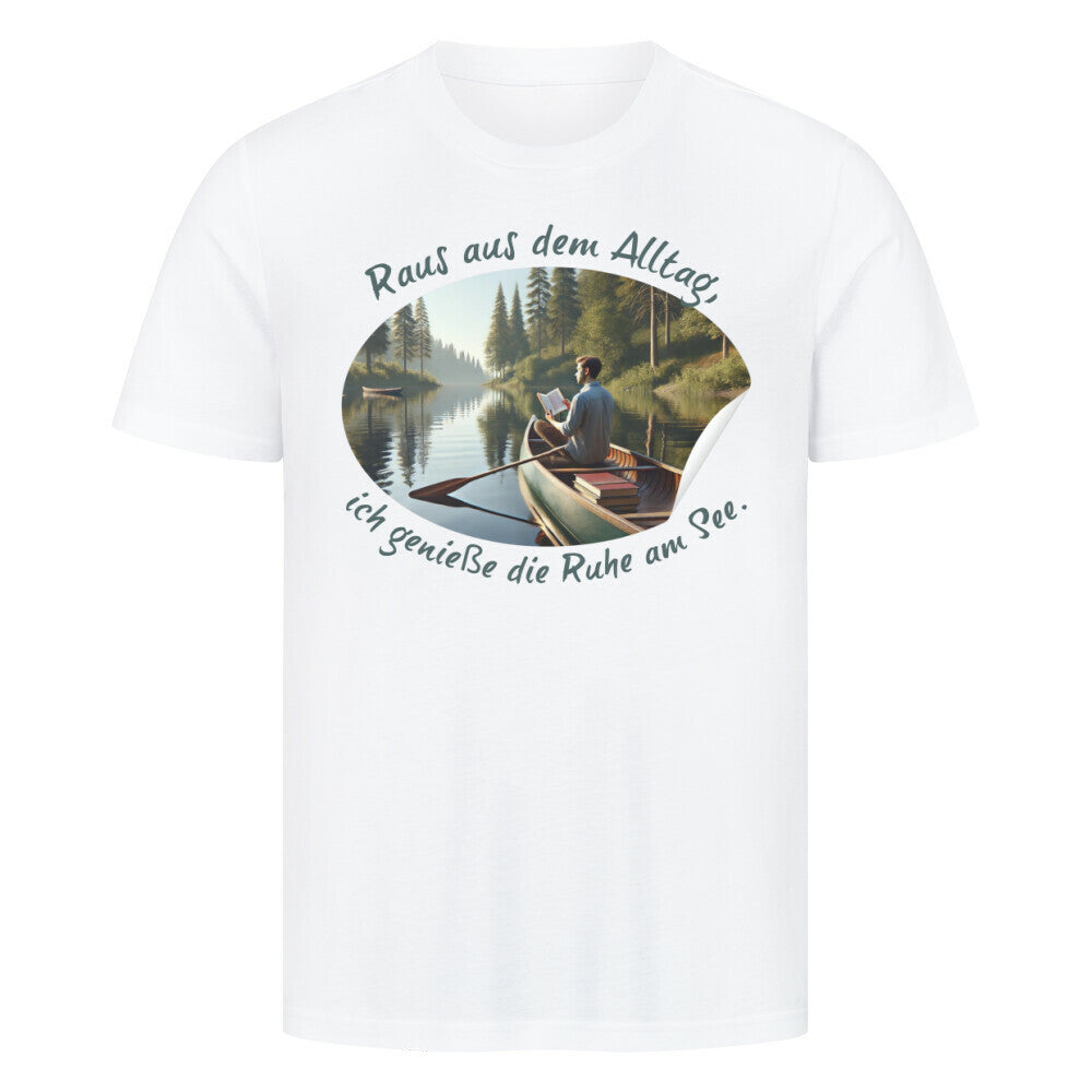 Premium Abenteuer T-Shirt, "Raus aus dem Alltag" weiß