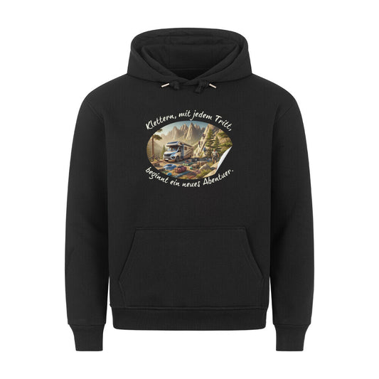 Premium Abentuer Hoodie,"Kletter, mit jedem Tritt" Schwarz