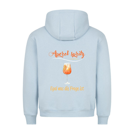 Premium Sprüche Hoodie, "Aperol spritz" Backprint, Babyblau