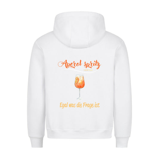 Premium Sprüche Hoodie, "Aperol spritz" Backprint, Weiß