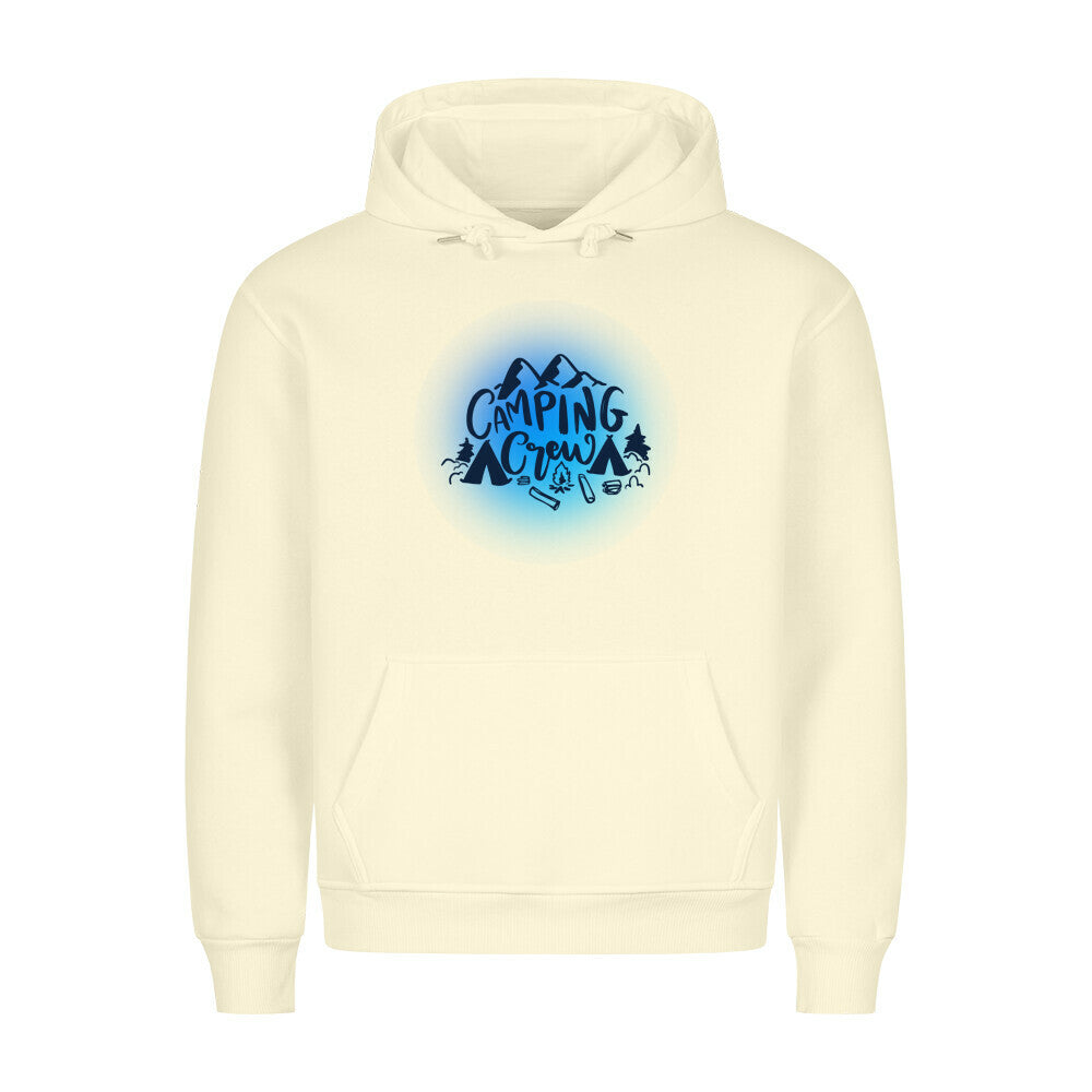Premium Sprüche Hoodie, "Camping Crew" Blue print, Beige