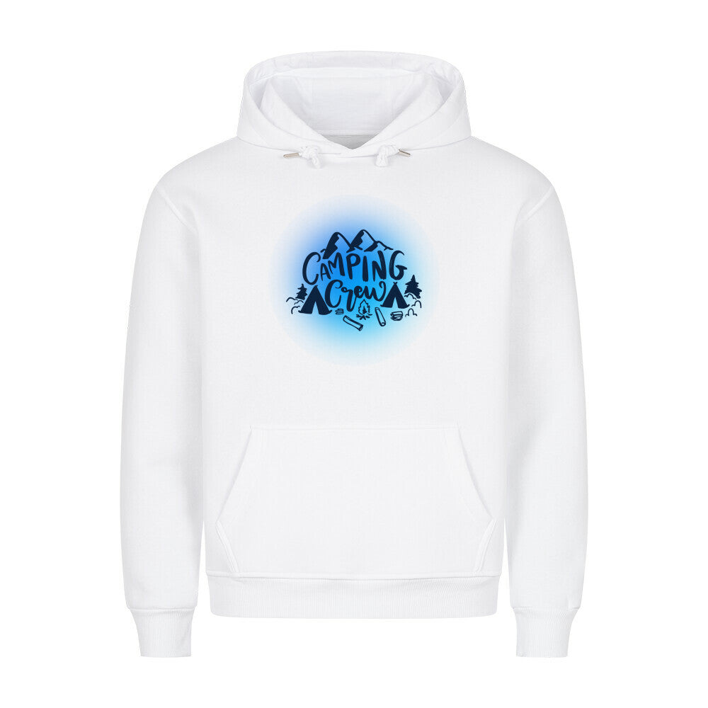 Premium Sprüche Hoodie, "Camping Crew" Blue print, weiß