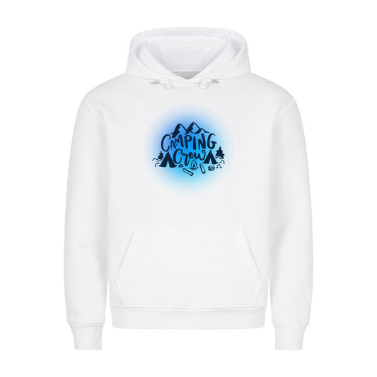Premium Sprüche Hoodie, "Camping Crew" Blue print, weiß