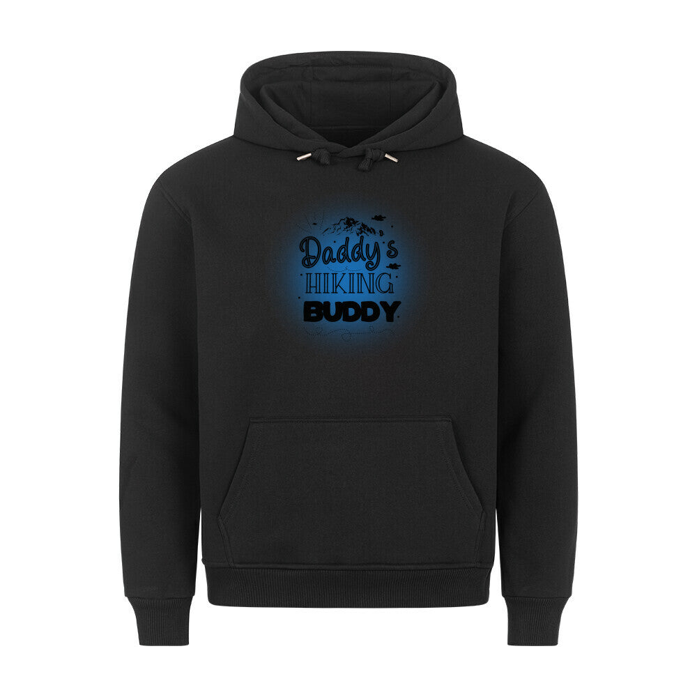 Premium Sprüche Hoodie, "Daddys Hiking Buddy" Blue print, schwarz