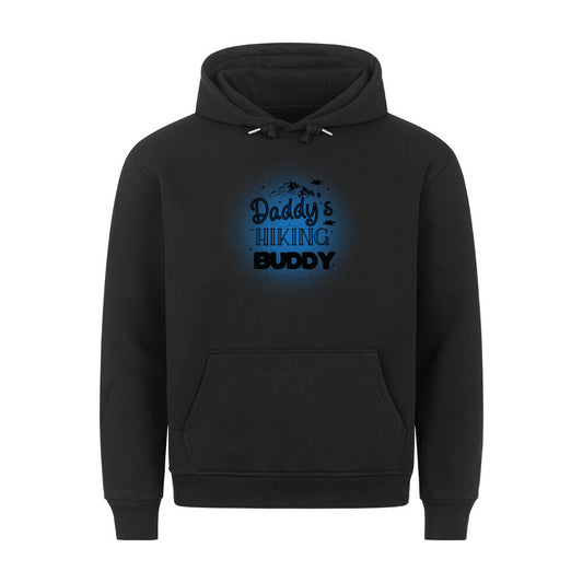Premium Sprüche Hoodie, "Daddys Hiking Buddy" Blue print, schwarz