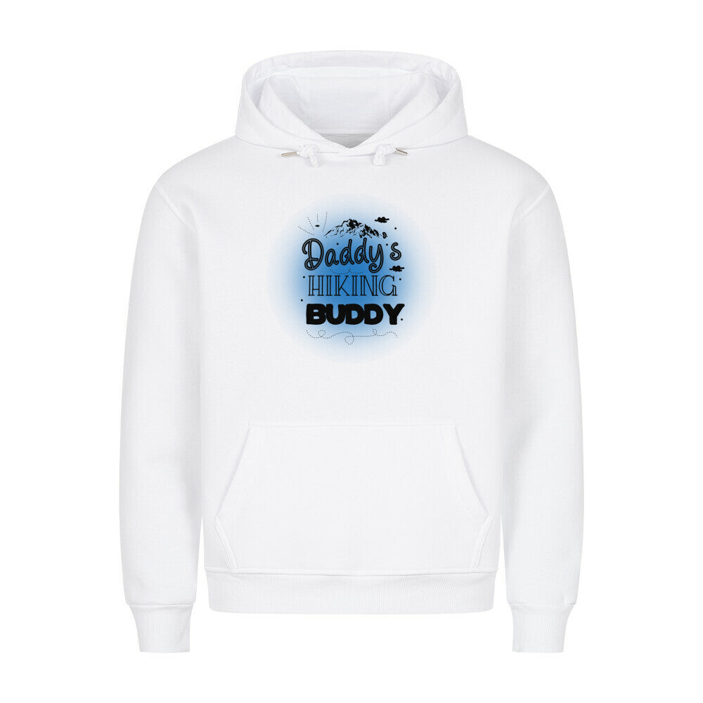 Premium Sprüche Hoodie, "Daddys Hiking Buddy" Blue print, weiß