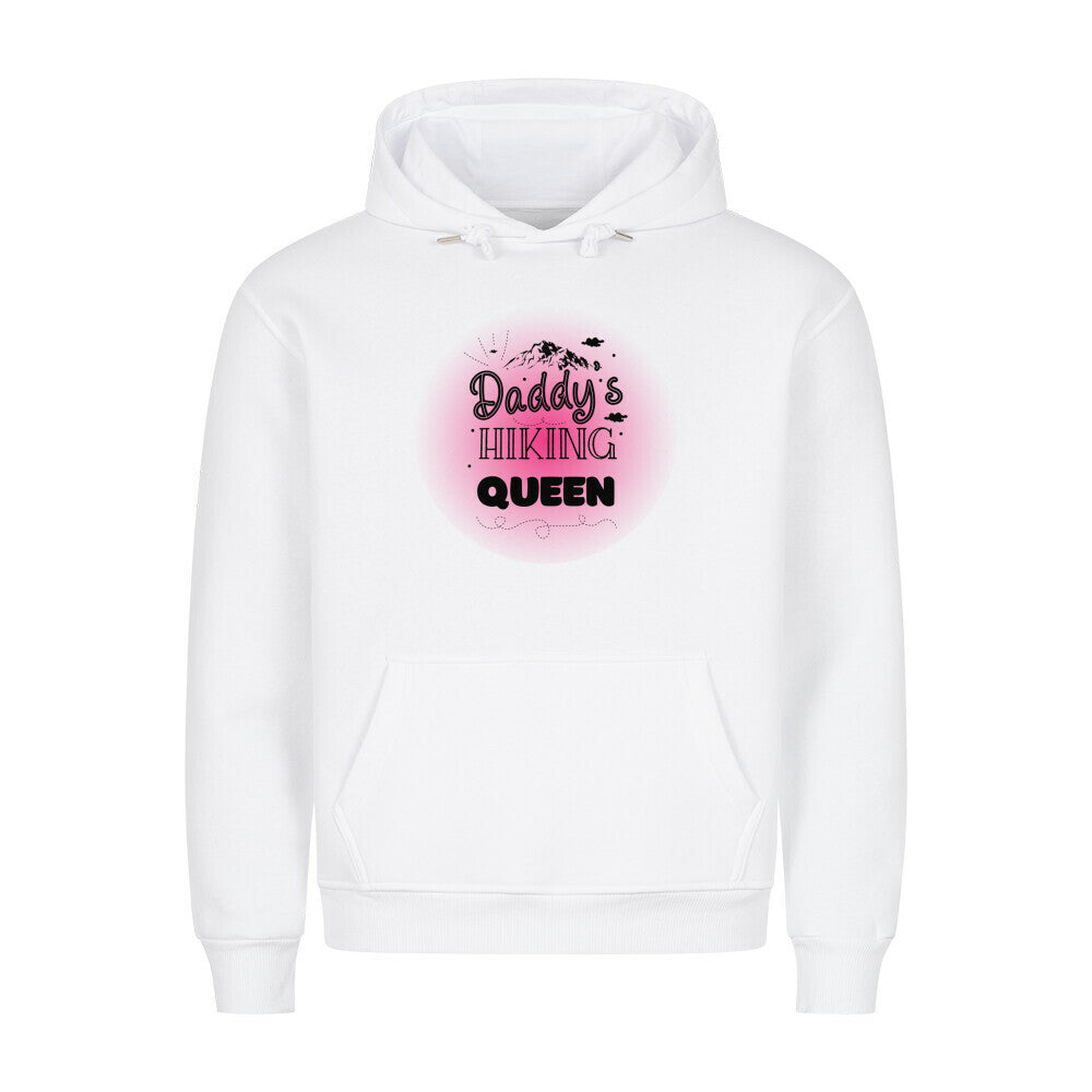 Premium Sprüche Hoodie, "Daddys Hiking Queen" Pink print, weiß