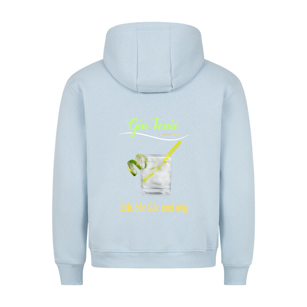 Premium Sprüche Hoodie, "Gin Tonic" Backprint, Babyblau