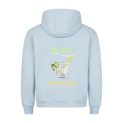 Premium Sprüche Hoodie, "Gin Tonic" Backprint, Babyblau