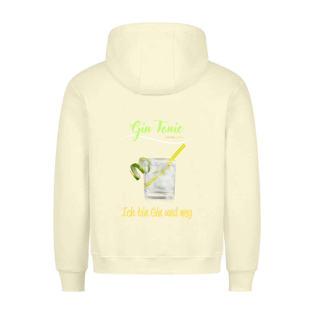 Premium Sprüche Hoodie, "Gin Tonic" Backprint, Beige