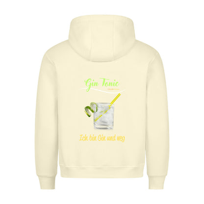 Premium Sprüche Hoodie, "Gin Tonic" Backprint, Beige