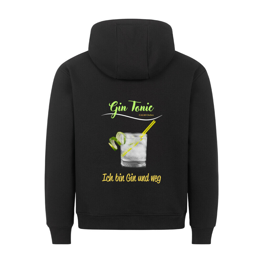 Premium Sprüche Hoodie, "Gin Tonic" Backprint, Schwarz