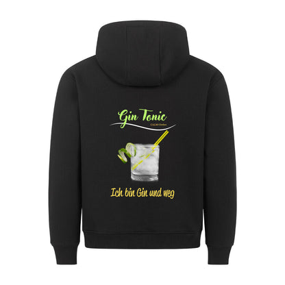 Premium Sprüche Hoodie, "Gin Tonic" Backprint, Schwarz