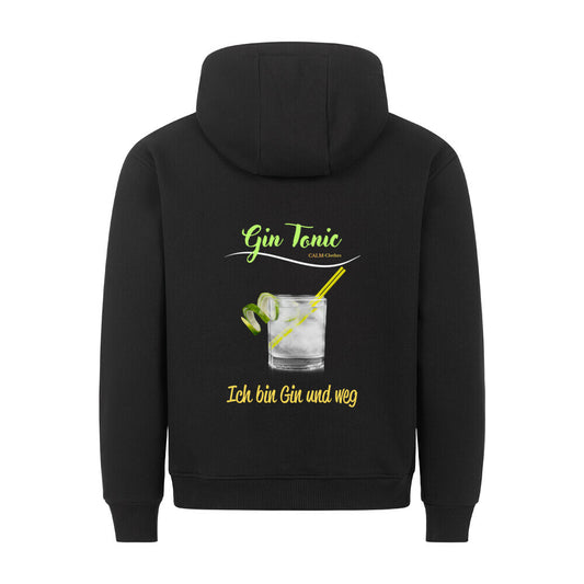 Premium Sprüche Hoodie, "Gin Tonic" Backprint, Schwarz