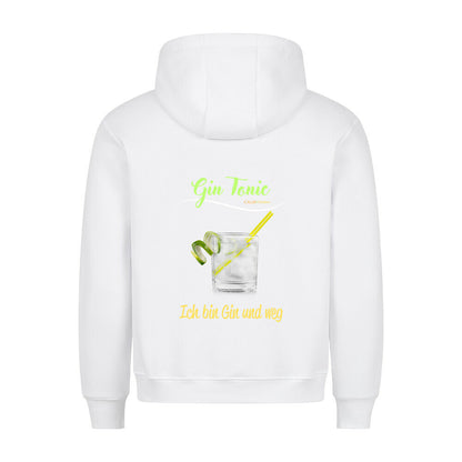 Premium Sprüche Hoodie, "Gin Tonic" Backprint, Weiß