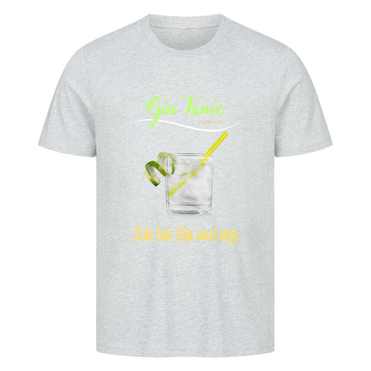 Premium Sprüche T-Shirt, ”Gin Tonic” Heather Grey